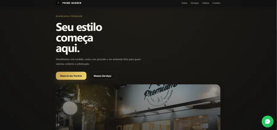 Exemplo visual do site do plano Básico