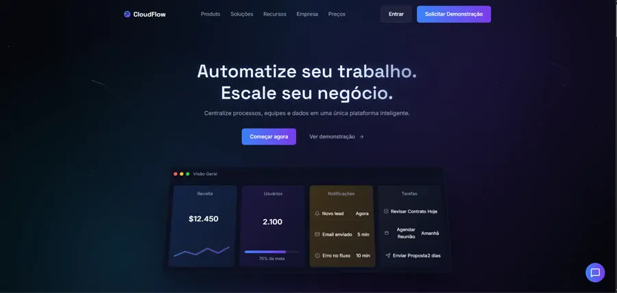 Exemplo visual do site do plano Premium