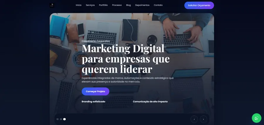 Exemplo visual do site do plano Ouro
