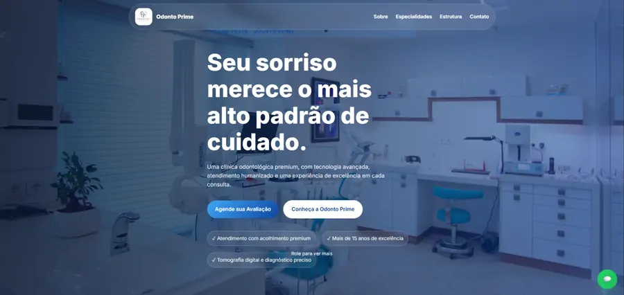 Exemplo visual do site do plano Prata